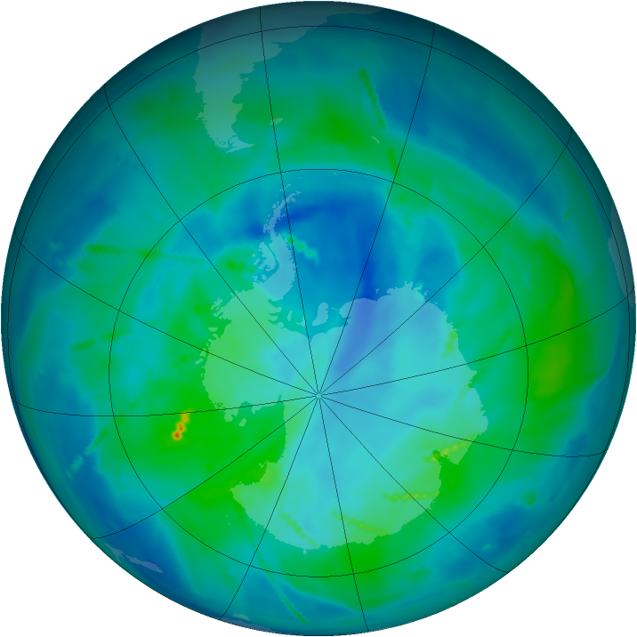Antarctic ozone map for 14 March 2011